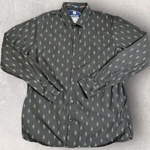 Noize Amstrdm Men's Long Sleeve Geometric Button Up Shirt‎ Fits Size Large Gray